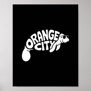 Poster Lamantin de la ville orange Orlando Floride Vacanc