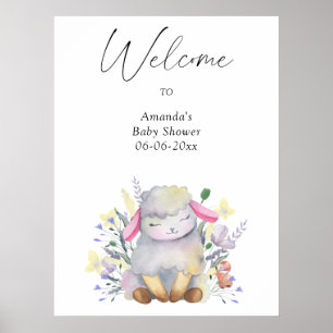 Poster Lamb - baby shower de bienvenue