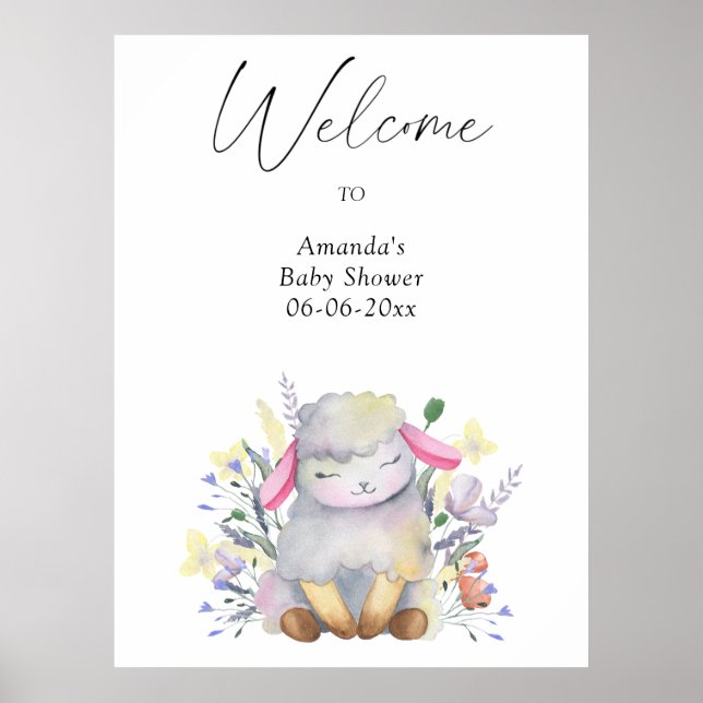 Poster Lamb - baby shower de bienvenue (Devant)