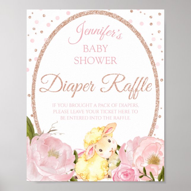 Poster Lamb Peine rose et Baby shower Rose Refus de couch (Devant)