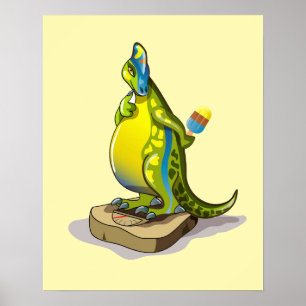 Poster Lambeosaurus Se Possédant Sur Une Échelle De Poids