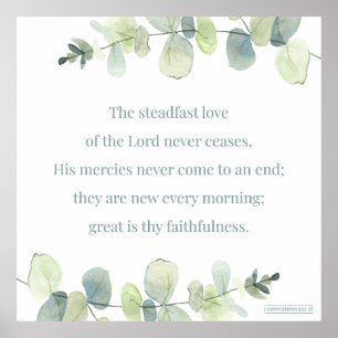 Poster Lamentations 3:22-23, Bible Verse Print, Steadfast