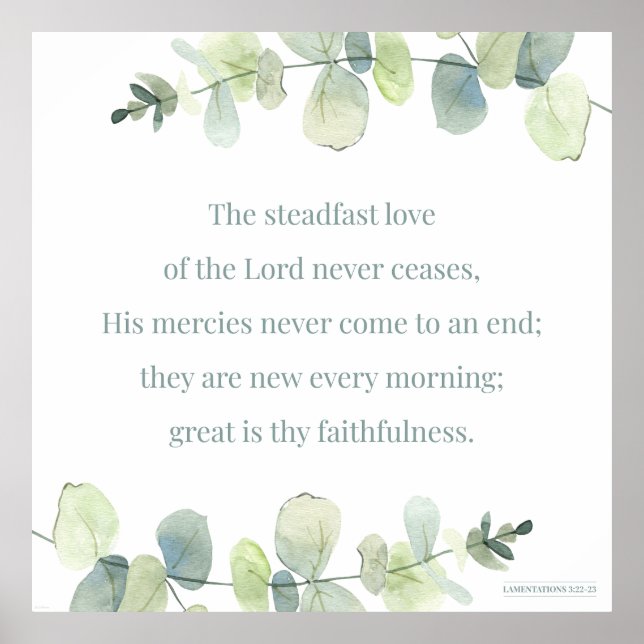 Poster Lamentations 3:22-23, Bible Verse Print, Steadfast (Devant)