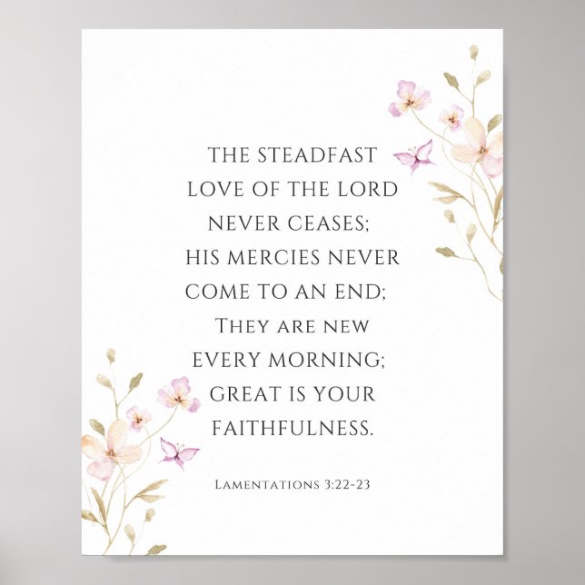 Poster Lamentations 3:22-23 Steadfast Amour du Seigneur (Devant)