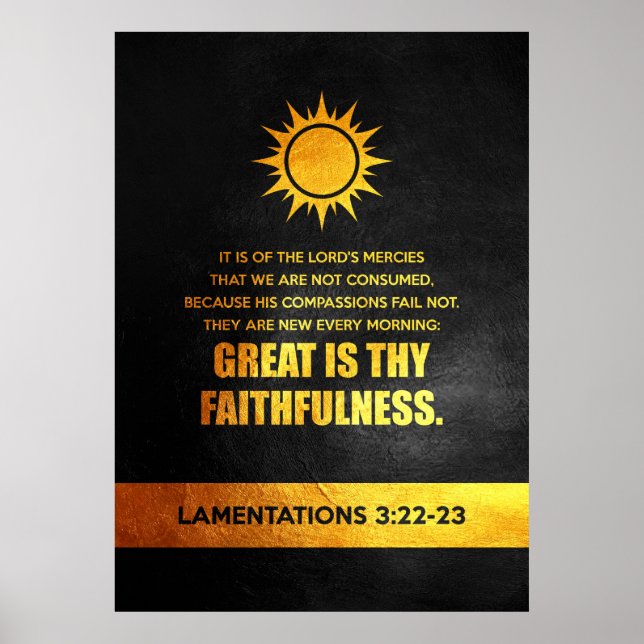 Poster Lamentations 3:22-23 Verse de la Bible (Devant)