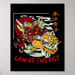 Poster L'Américain Kenpo Karate Chinois Caractères Loi De