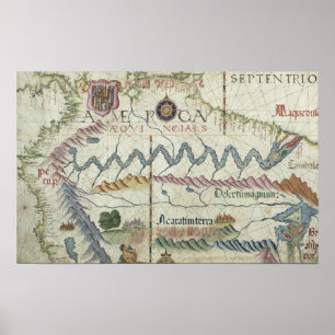 Poster L'Amérique du Sud du nord, détail de monde