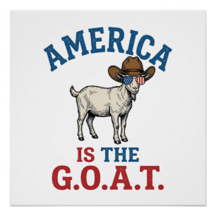 Poster L'Amérique Est La Chèvre Patriotique G.O.A.T Chemi