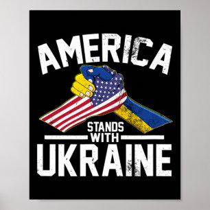Poster L'Amérique se tient aux côtés de l'Ukraine Drapeau