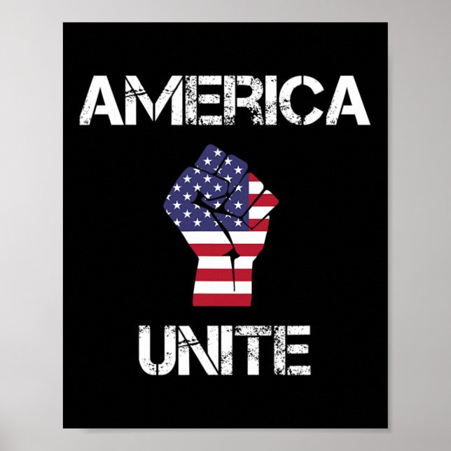 Poster L'Amérique unie résiste au drapeau patriotique Lib (Devant)