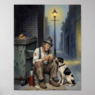 Poster L'Ami - Clown sans abri avec chien
