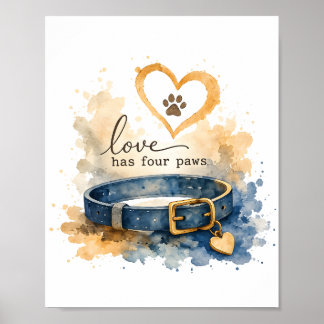 Poster L'amour a quatre pattes Aquarelle Amour de chien