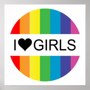 Poster l'amour arc-en-ciel. j'aime les filles.