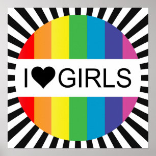 Poster l'amour arc-en-ciel. j'aime les filles.