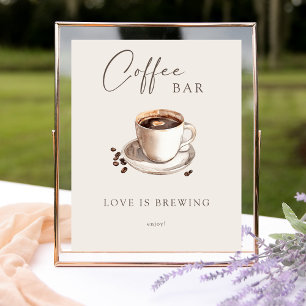 Poster L'amour brasse la barre de café signe