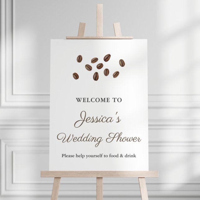 Poster L'amour brasse l'Affiche de bienvenue Fête des mar (Coffee Beans Wedding Shower or Bridal Shower Welcome Sign)
