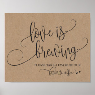 Poster L'amour brasse le café bar Mariage Signé