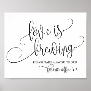 Poster L'amour brasse le café bar Mariage Signé