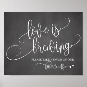 Poster L'amour brasse le café bar Mariage Signé