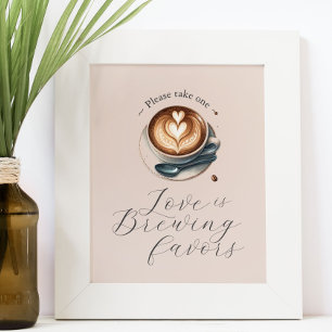 Poster L'amour brasse le café Fête des mariées Faveurs