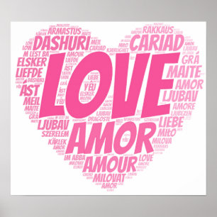 Poster L'amour dans différentes langues du monde