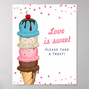 Poster L'Amour De La Crème De Glace Est Douce Prendre Une