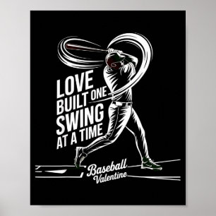 Poster L'amour de la Saint-Valentin de baseball construit