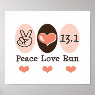 Poster L'amour de paix courent demi d'affiche du marathon