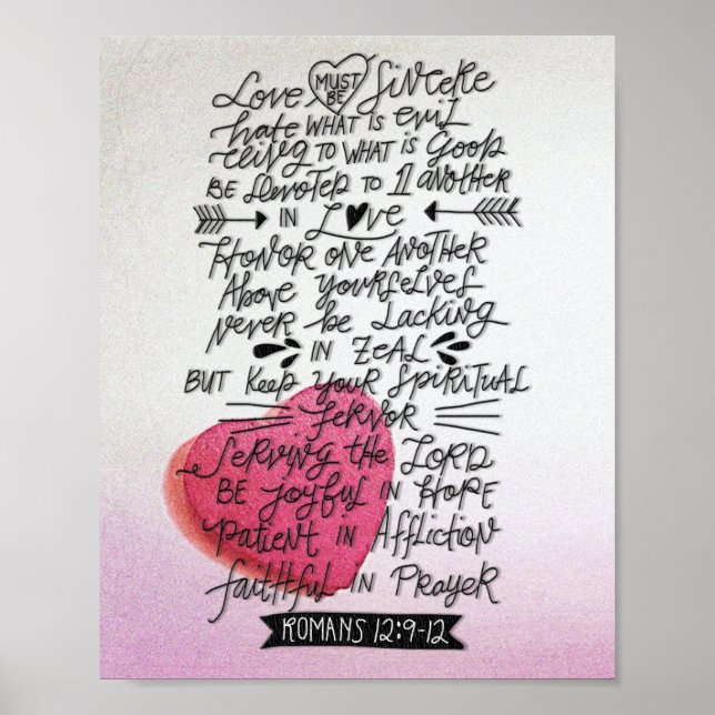 Poster L'amour doit être Sincère Valentines Bible Verse (Devant)