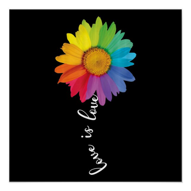 Poster L'amour est amour Rainbow Sunflower gay lesbienne  (Devant)