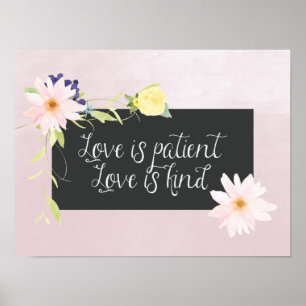 Poster L'amour est aquarelle patiente florale