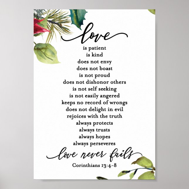 Poster L'amour est Corinthians Écriture Verse Couple (Devant)