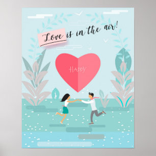 Poster "L'amour est dans l'air !" La Saint Valentin moder