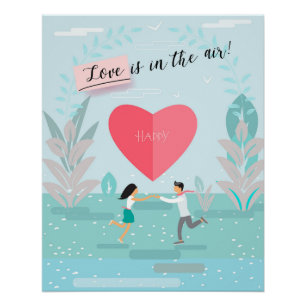 Poster "L'amour est dans l'air !" Mariage Jour moderne te
