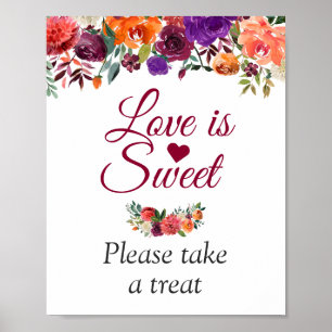 Poster L'amour est douce Aquarelle Burgundy signe floral