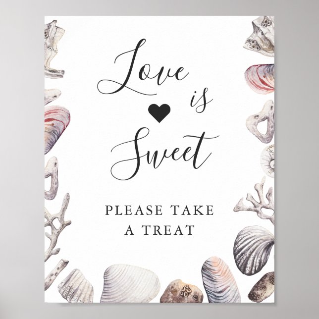 Poster L'amour est doux Dessert Aquarelle Mer Blanche She (Devant)