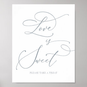 Poster L'amour est doux Dusty bleu gris minimaliste Maria