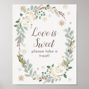 Poster L'amour est doux hiver Floral Mariage Faveur Signe