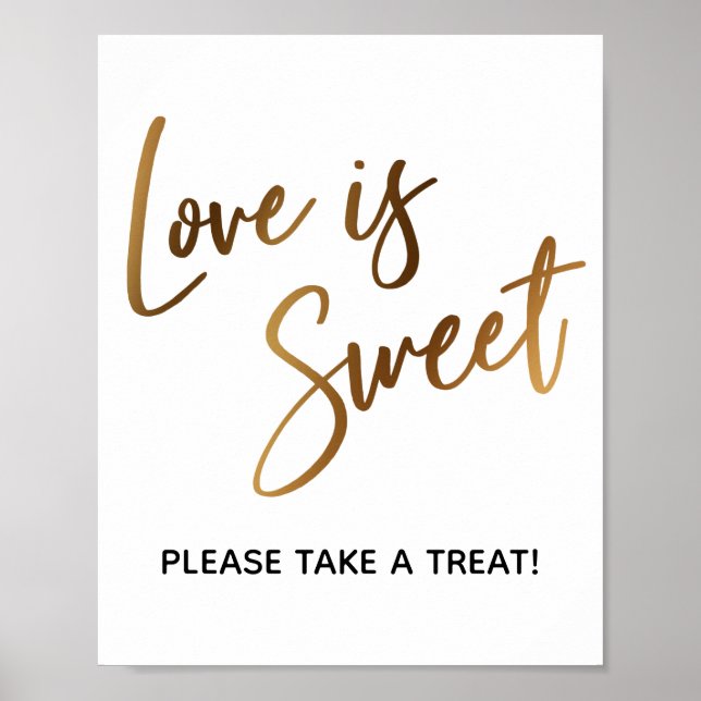 Poster L'amour est doux Simple Typographie Or Signe (Devant)