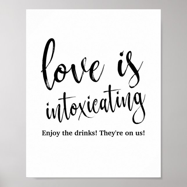 Poster L'amour est enivrant 8x10 Mariage Bar Sign (Devant)