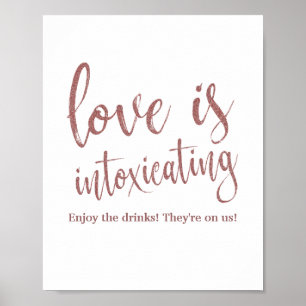 Poster L'amour est enivrant Rose Gold Parties scintillant