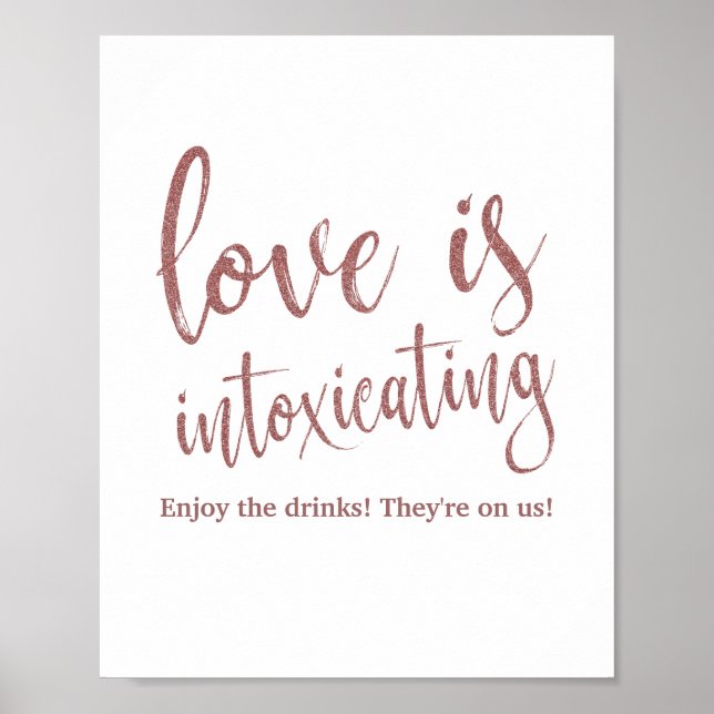 Poster L'amour est enivrant Rose Gold Parties scintillant (Devant)