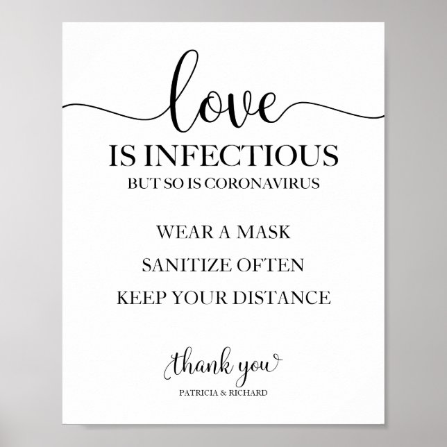 Poster L'Amour Est Infectieux, Mais Le Coronavirus Est Au (Devant)