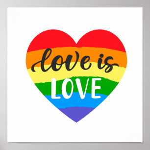 Poster L'amour est l'amour le coeur arc-en-ciel