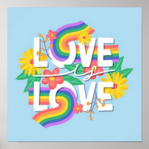 Poster L'amour est l'amour Pastel Gay pride Rainbow