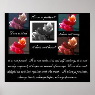 Poster L'amour est l'amour patient est gentil avec des fl