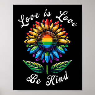 Poster L'amour est l'amour Rainbow Sunflower LGBT+ Gay Le