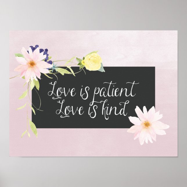 Poster L'amour est l'aquarelle du patient Floral (Devant)