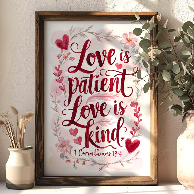 Poster L'amour est patient L'amour est genre 1 Corinthien (Créateur téléchargé)