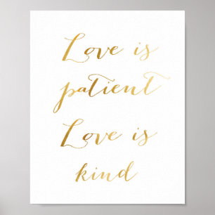 Poster L'amour est patient, l'amour est gentil - or